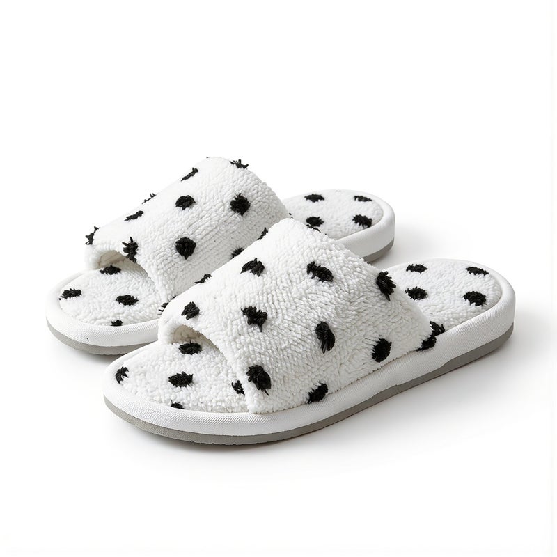 Upgraded Thick Cushion Polka Dot Slippers Open Toe Non-Slip Soft Silent Indoor Pink Women 36-37 - Image 2