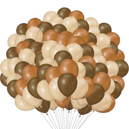 Chalyna 120 Pcs 5 Inch Brown Balloons Mini Latex Balloons for Balloon Garland Arch Coffee Caramel Apricot Balloon for Baby Shower Western Cow Party DecorationsCaramel Coffee Apricot - Image 1