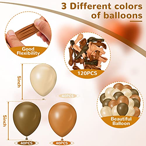 Chalyna 120 Pcs 5 Inch Brown Balloons Mini Latex Balloons for Balloon Garland Arch Coffee Caramel Apricot Balloon for Baby Shower Western Cow Party DecorationsCaramel Coffee Apricot - Image 5