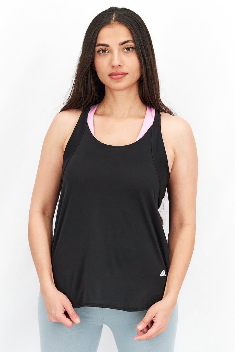 Adidas Women Sportswear Fit Sleeveless Training Tank Top, Black - Image 1