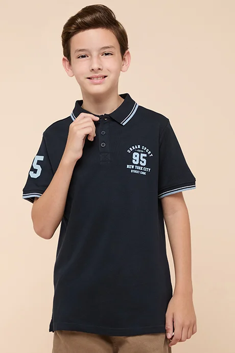 أر أند بي Printed Polo T-Shirt with Short Sleeves