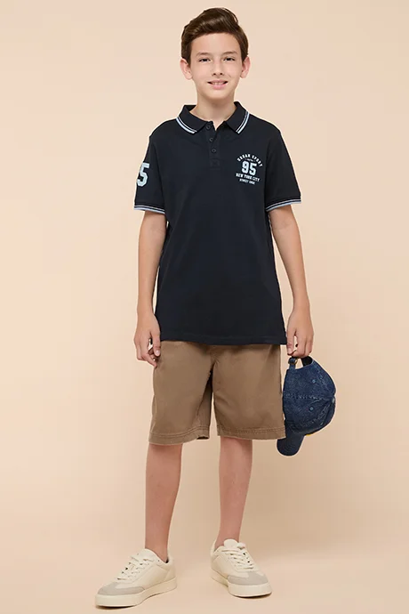 أر أند بي Printed Polo T-Shirt with Short Sleeves