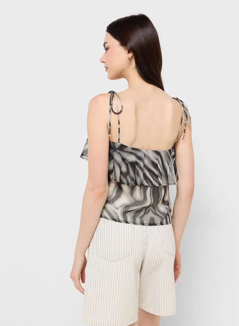 Ginger Animal Print Ruffle Detail Cami