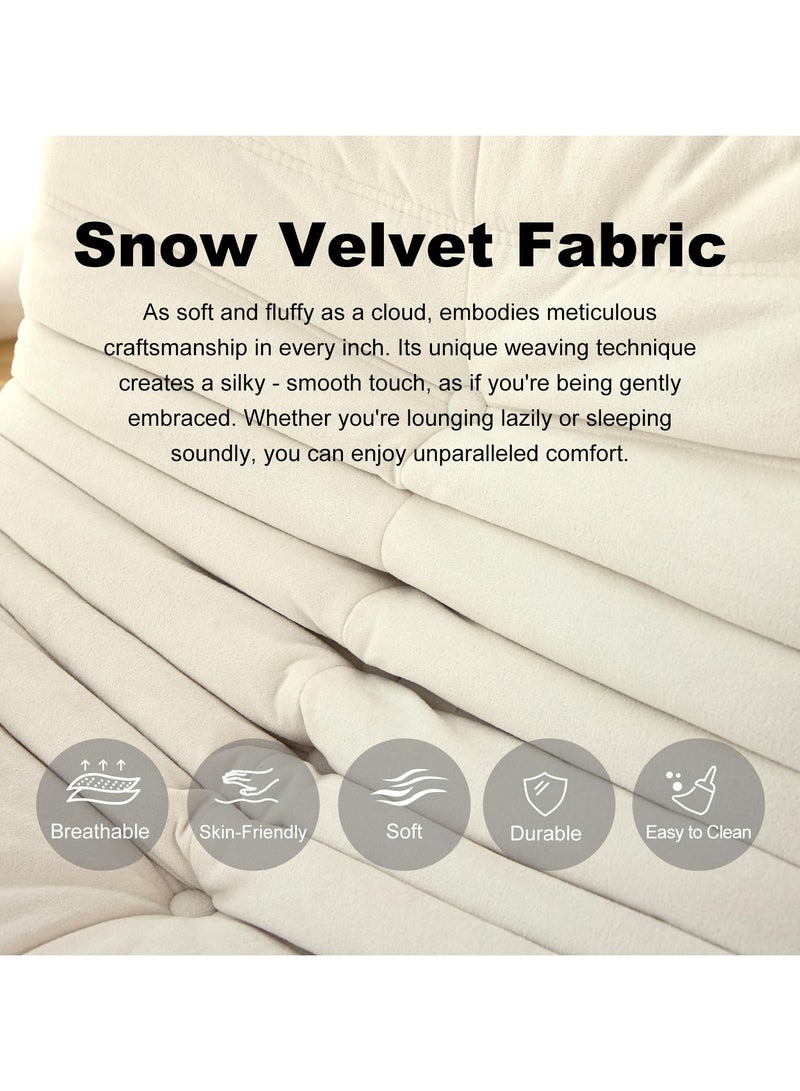 VUCATIN Full Foam Loveseat Sofa Adults Bean Bag Chairs Floor Couch with Soft Waterproof Fabric Armless Fireside Lounge Chair for Living Room Apartment and Office (Beige) - Image 4