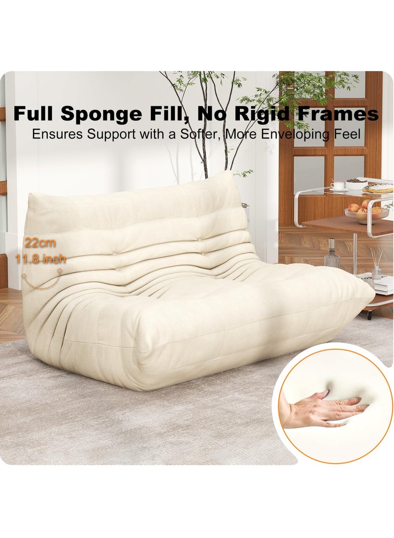 VUCATIN Full Foam Loveseat Sofa Adults Bean Bag Chairs Floor Couch with Soft Waterproof Fabric Armless Fireside Lounge Chair for Living Room Apartment and Office (Beige) - Image 5