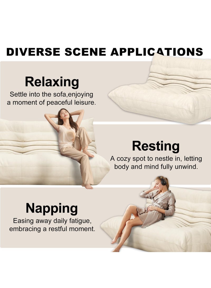 VUCATIN Full Foam Loveseat Sofa Adults Bean Bag Chairs Floor Couch with Soft Waterproof Fabric Armless Fireside Lounge Chair for Living Room Apartment and Office (Beige) - Image 2