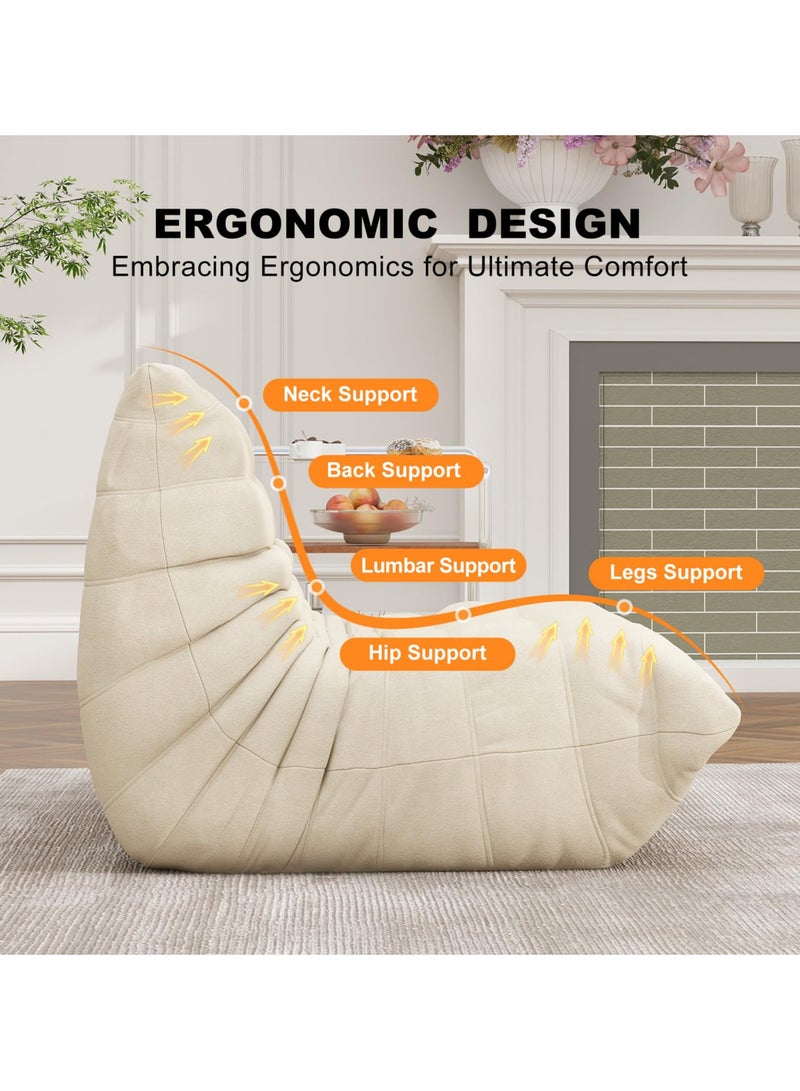 VUCATIN Full Foam Loveseat Sofa Adults Bean Bag Chairs Floor Couch with Soft Waterproof Fabric Armless Fireside Lounge Chair for Living Room Apartment and Office (Beige) - Image 3