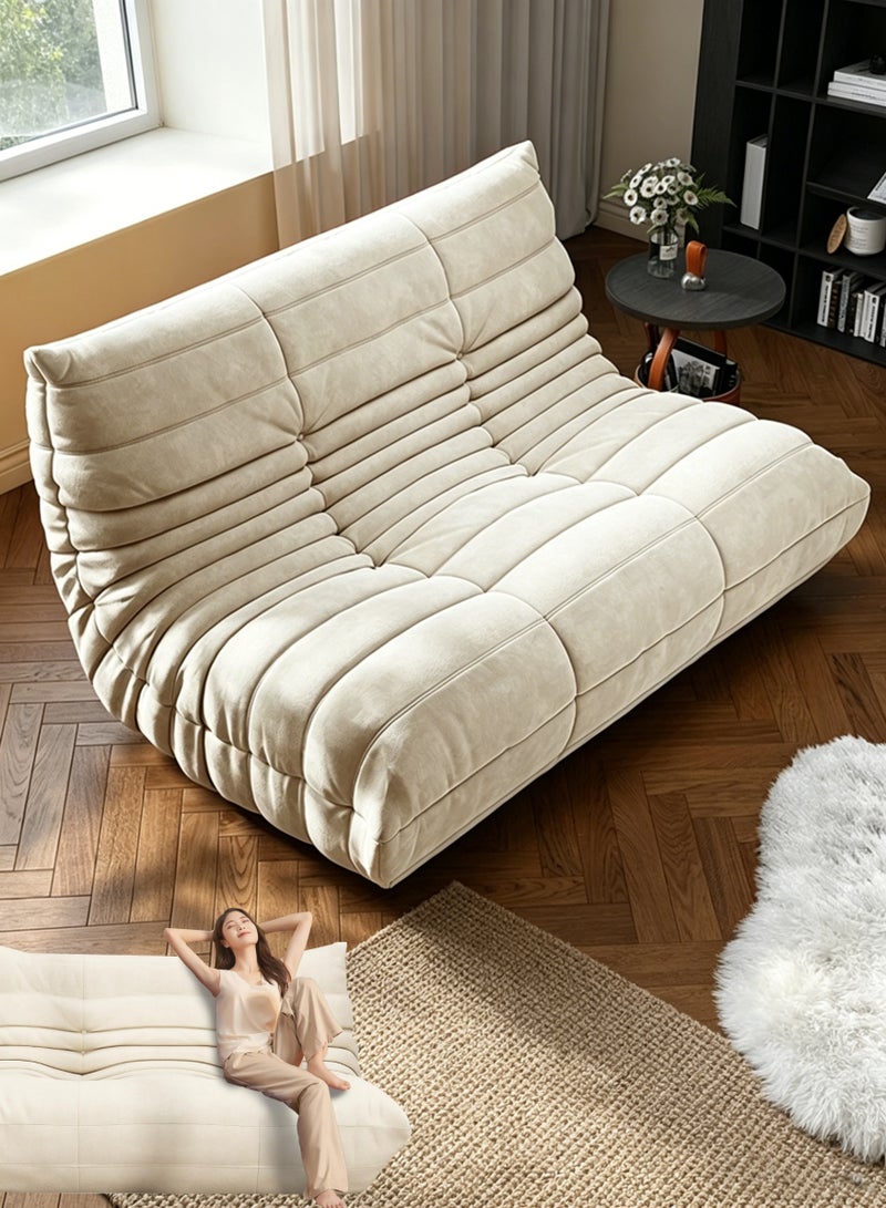 VUCATIN Full Foam Loveseat Sofa Adults Bean Bag Chairs Floor Couch with Soft Waterproof Fabric Armless Fireside Lounge Chair for Living Room Apartment and Office (Beige) - Image 1
