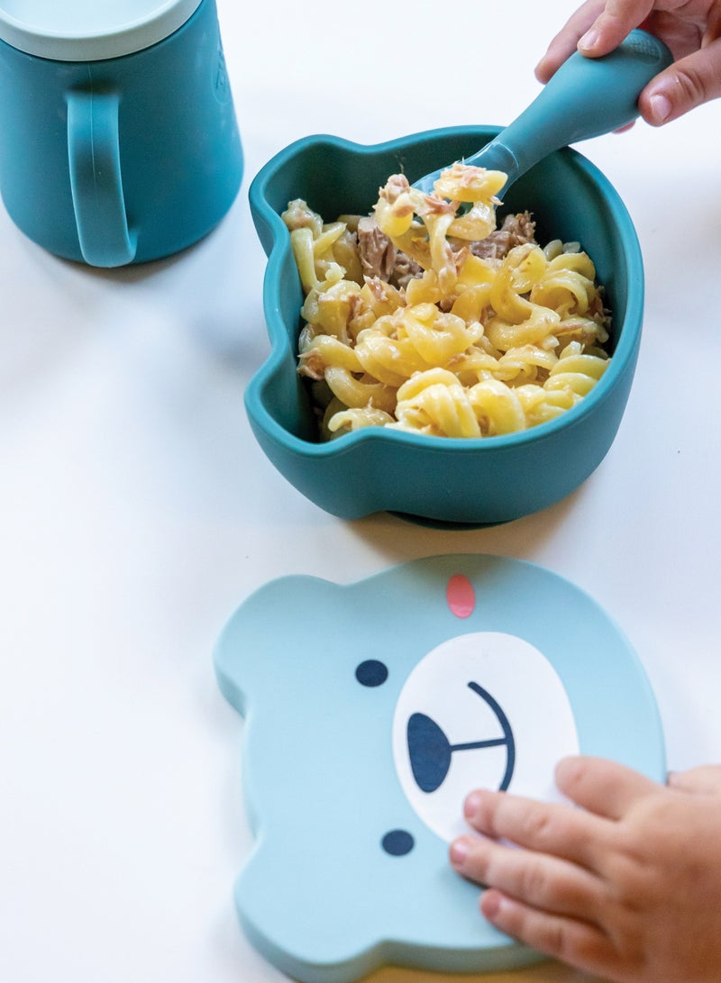 TUM TUM Suction Bowl For Baby, Toddler Bowl With Lid & Spoon, For Babies & Toddlers 6 Months+, BPA Free Silicone Baby Feeding Set, Microwave/Dishwasher/Freezer Safe - (Teal) - Image 5
