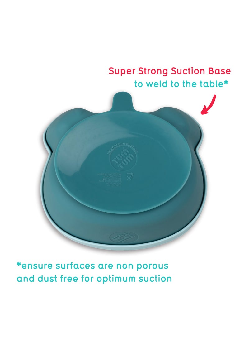 TUM TUM Suction Bowl For Baby, Toddler Bowl With Lid & Spoon, For Babies & Toddlers 6 Months+, BPA Free Silicone Baby Feeding Set, Microwave/Dishwasher/Freezer Safe - (Teal) - Image 2