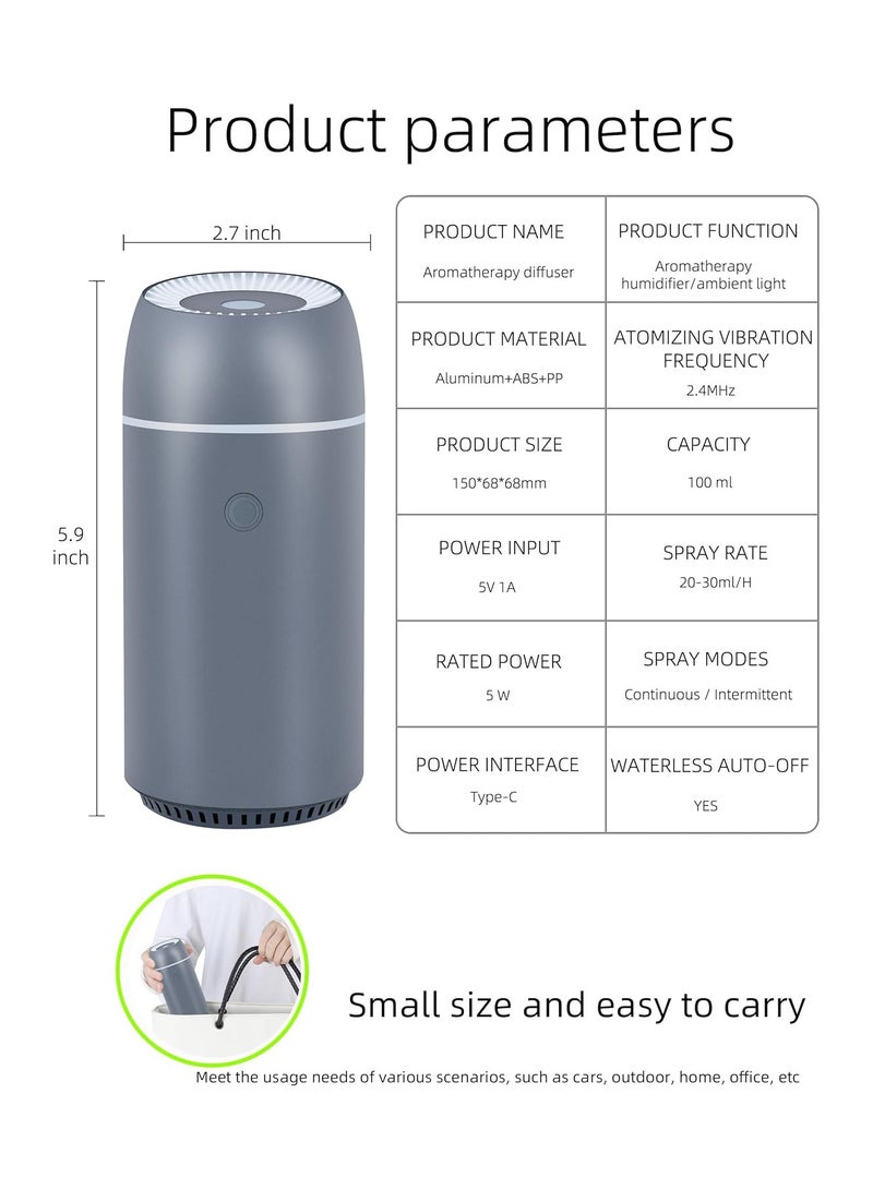 general Car Diffuser, Portable Mini Ultrasonic Mist, Aroma Diffuser 100ml USB Diffuser Freshener for Vehicle Home Office Bedroom - Image 5