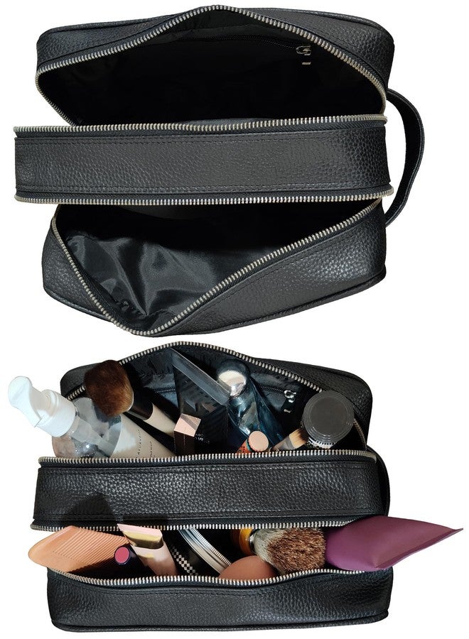 RUSTIC TOWN Genuine Leather Travel Toiletry Bag - Dop Kit Organizer (Black) - Image 4