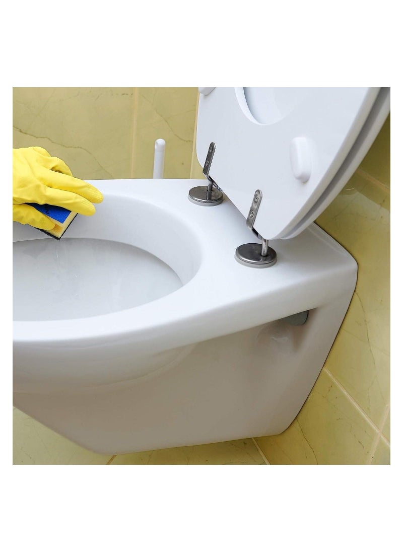 Toilet Seat Fittings Zinc Alloy Toilet Seat Hinges Replacement Hinge with Fittings and Repair Parts Chrome Finished Toilet Seat Hinge Fixings for Most Wooden Resin MDF Toilet Seat - Image 3