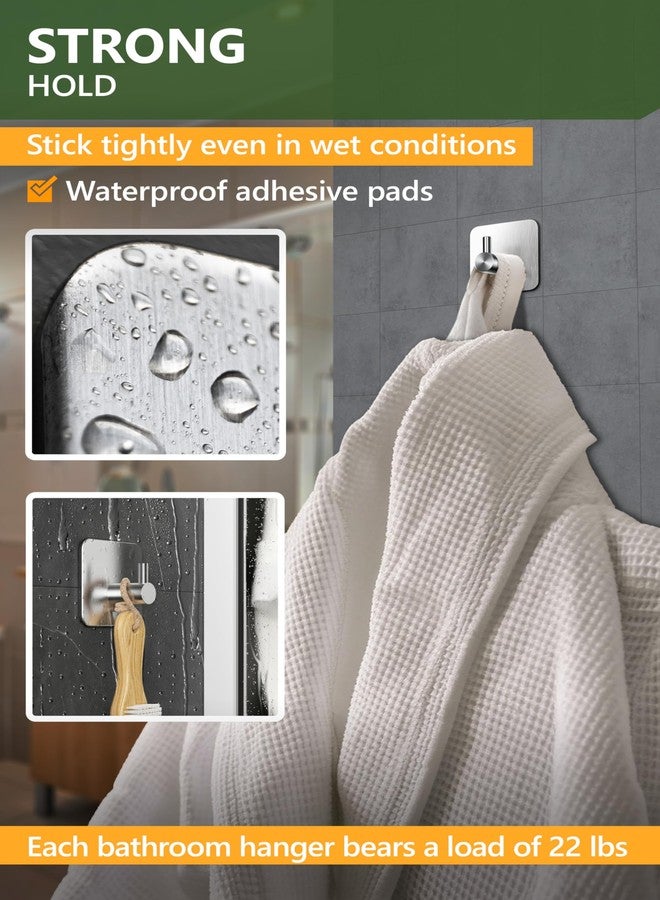 4smile خطافات مناشف لاصقة من فور سمايل للحمامات، طقم من 6 قطع - رف أردية ذاتي اللصق من الفولاذ المقاوم للصدأ، خطافات جدارية لاصقة متينة - حامل مناشف لاصق، انزع الغطاء وألصقه بدون حفر - Image 4
