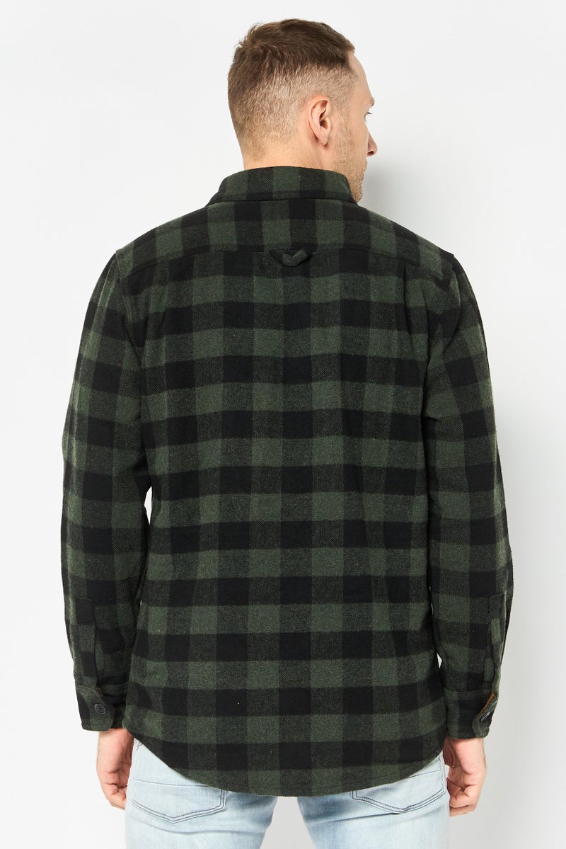 Jachs New York Men Plaid Shirt Jackets, Olive/Black - Image 2