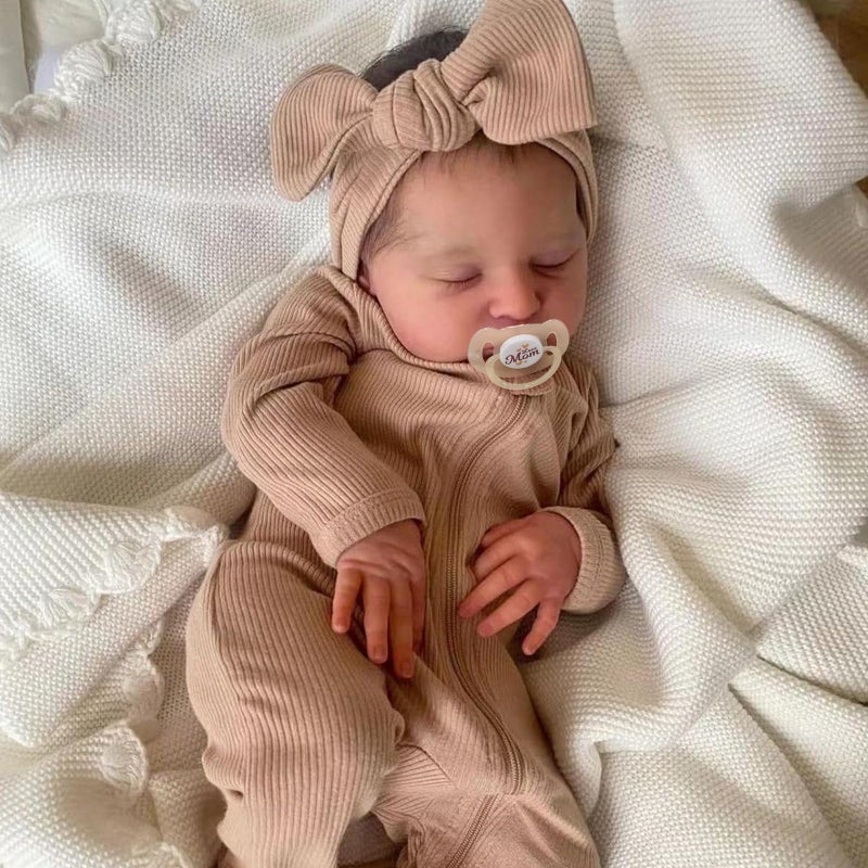 ADFO Real Life Reborn Baby Dolls Girl 20 Inches Realistic Baby Doll Soft Vinyl Sleeping Newborn Baby Dolls with Feeding Accessories for Kids Ages 3 - Image 2