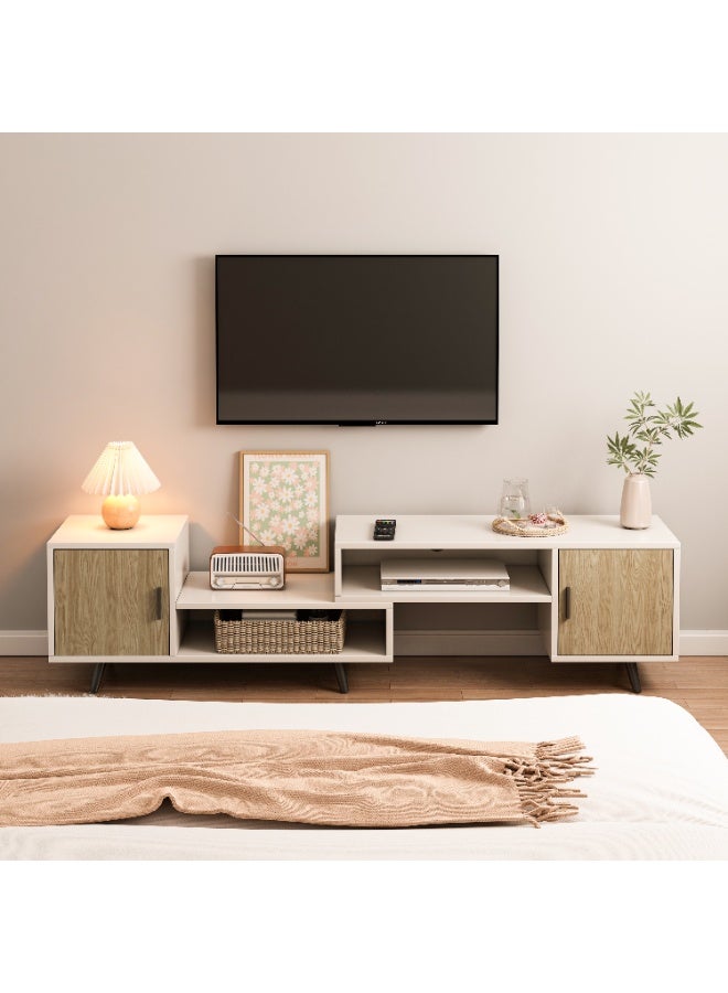 Canadel Extendable TV Stand with 2 Storage Cabinets, Cable Management, Adjustable Length for TVs, 150lbs Table Top Capacity, TV cabinet for Living Room - Image 5