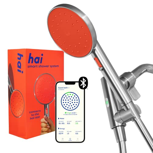 hai Smart Shower Head, Bluetooth Handheld Water Saving Showerhead with Adjustable High Pressure to Spa-Like Mist, Stainless Steel, Easy Installation, Customizable LED Lights, Persimmon, 1.8 GPM - Image 1