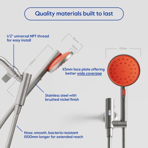 hai Smart Shower Head, Bluetooth Handheld Water Saving Showerhead with Adjustable High Pressure to Spa-Like Mist, Stainless Steel, Easy Installation, Customizable LED Lights, Persimmon, 1.8 GPM - Image 5