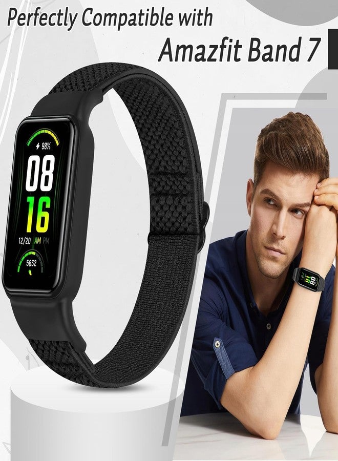 TumpCez Solo Loop Elastic Nylon Bands Only Compatible with Amazfit Band 7 Straps,Soft Adjustable Stretchy Sport Replacement Strap for Amazfit Band 7 for Men Women - Image 2