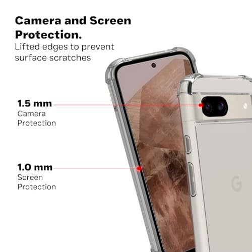RIGGEAR Shockproof Clear Hybrid Airbag Armor Back Cover Case for Google Pixel 8a (Transparent PC with TPU Bumper) - Image 5