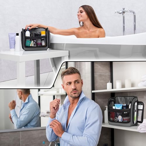AvaJex Travel Toiletry Bag for Men and Women - (10.6”x10.6”x3.2”) Large Hanging Toiletry Organizer - Waterproof Hygiene Bag with Metal XXL Swivel Hook, with Sturdy Zippers and 19 Compartments for Toiletries - Image 3