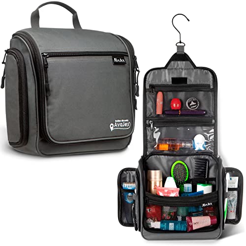 AvaJex Travel Toiletry Bag for Men and Women - (10.6”x10.6”x3.2”) Large Hanging Toiletry Organizer - Waterproof Hygiene Bag with Metal XXL Swivel Hook, with Sturdy Zippers and 19 Compartments for Toiletries - Image 1