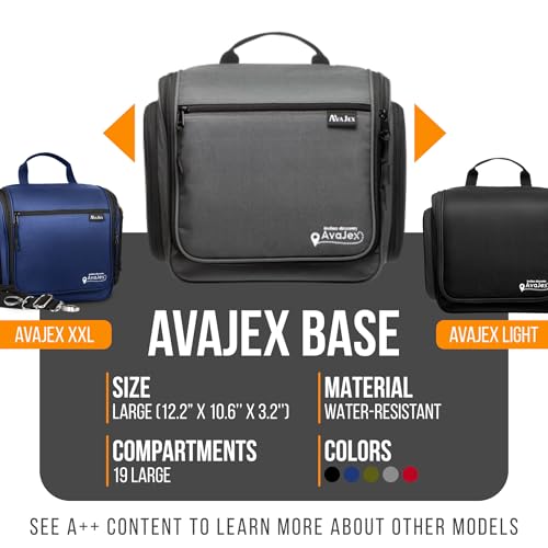 AvaJex Travel Toiletry Bag for Men and Women - (10.6”x10.6”x3.2”) Large Hanging Toiletry Organizer - Waterproof Hygiene Bag with Metal XXL Swivel Hook, with Sturdy Zippers and 19 Compartments for Toiletries - Image 2