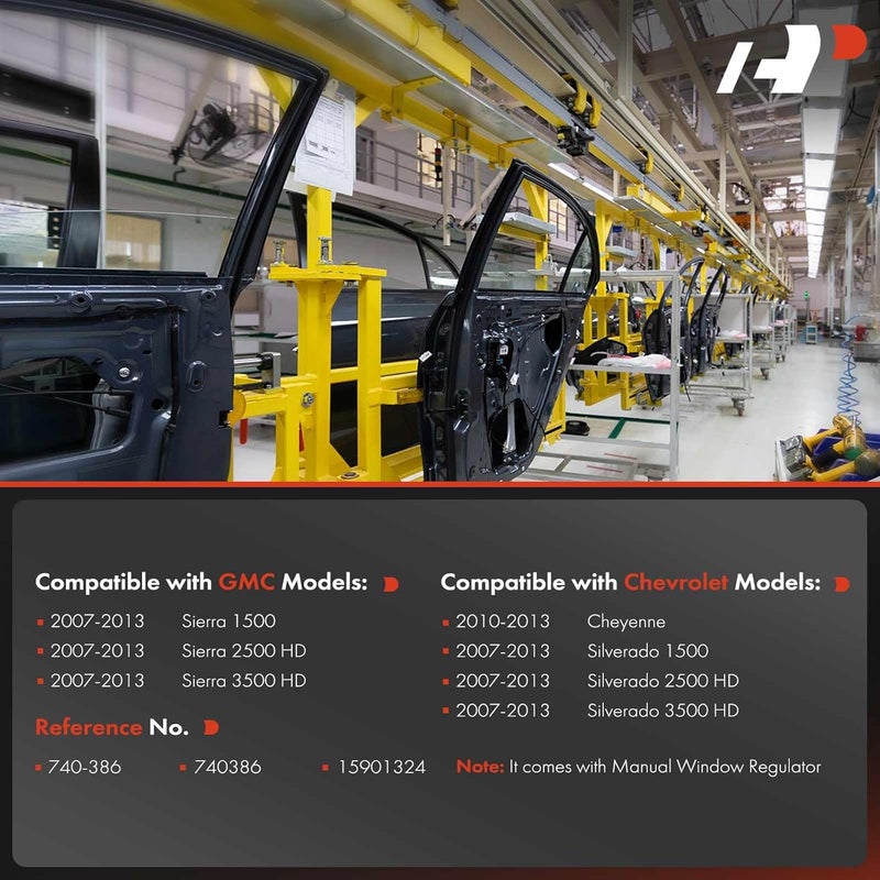 A-Premium Manual Window Regulator for Chevrolet Silverado GMC Sierra 1500 2500 3500 HD 07-13 Rear Left Driver Side - Image 3