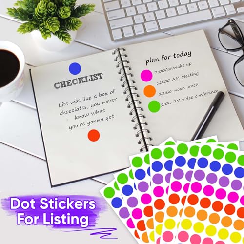 Zacool 1400 PCS Color Coding Labels Circle Dot Stickers,Round Color Coding Labels Sticky Dots Labels Stickers 10 Color Style Colored Dot Stickers for Toddlers Office Student Classroom Papers - Image 3