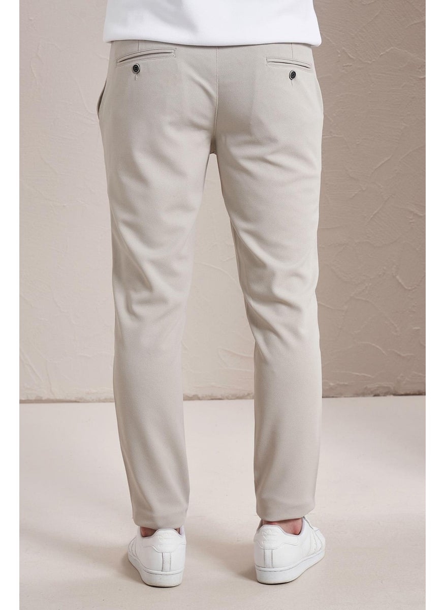 Tena Men's Stone Side Pocket Slim Fit Pique Chino Trousers  - Image 5