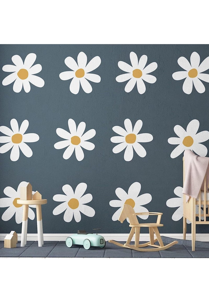 Y&D Wall Decals, 12 Sheets Daisy Decals White, Flower Stickers Big Peel and Stick Floral for Kids Girls Nursery Playroom Bedroom Living Room Decor  - Image 3