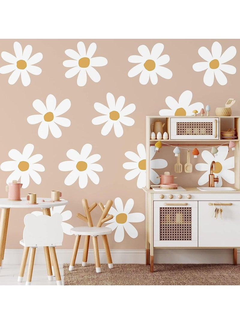 Y&D Wall Decals, 12 Sheets Daisy Decals White, Flower Stickers Big Peel and Stick Floral for Kids Girls Nursery Playroom Bedroom Living Room Decor  - Image 1