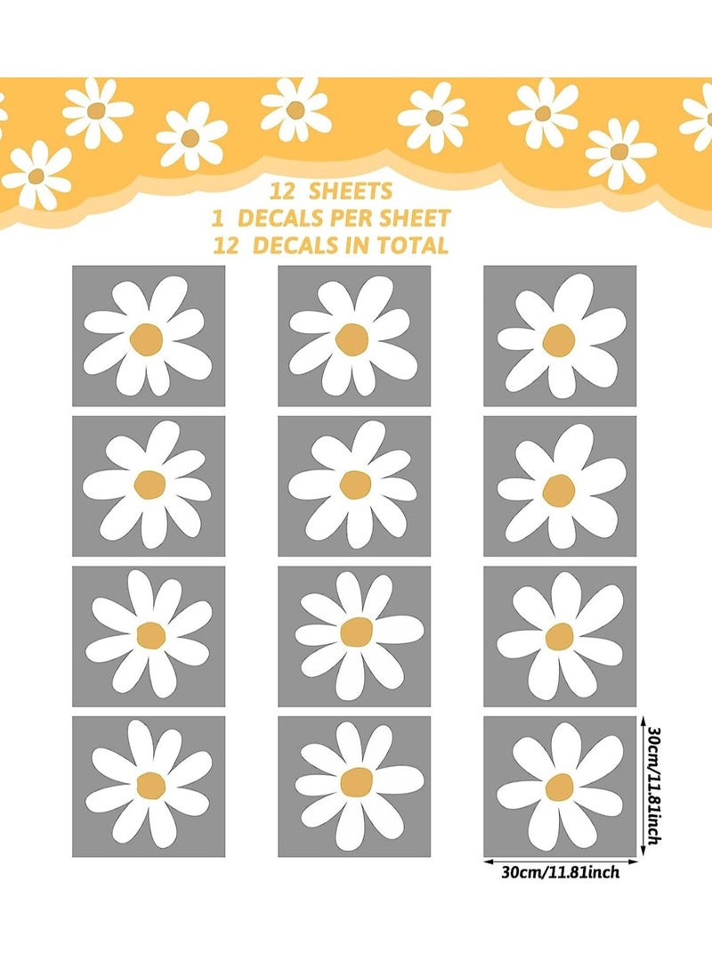 Y&D Wall Decals, 12 Sheets Daisy Decals White, Flower Stickers Big Peel and Stick Floral for Kids Girls Nursery Playroom Bedroom Living Room Decor  - Image 2