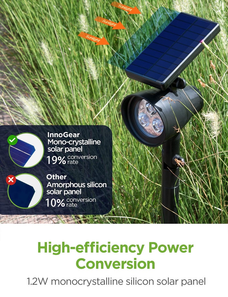 InnoGear Solar Lights for Outside, Outdoor Landscape Spotlight Waterproof Security Lighting Adjustable Auto On/Off for Patio Deck Yard Garden Pool Driveway, Pack of 4 - Image 3