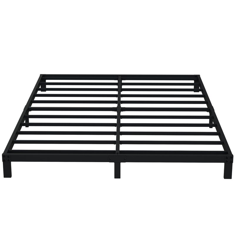 EMODA 6 Inch King Bed Frame No Box Spring Needed Heavy Duty Metal Platform with Steel Slats Noise Free Easy Assembly Black