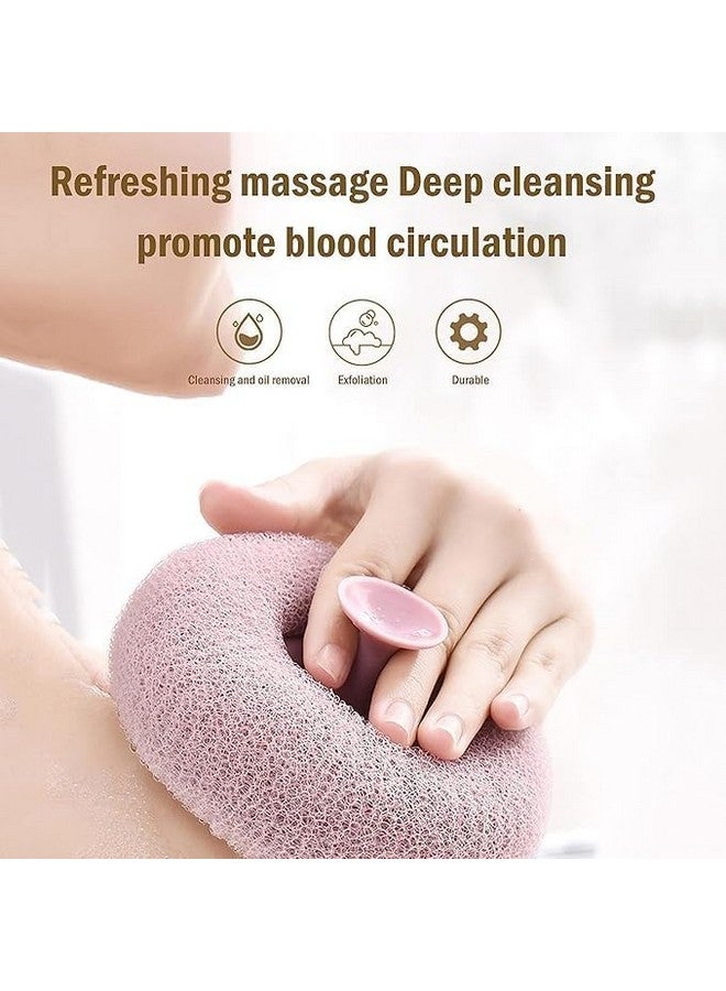 CLICKSWIFT إسفنجة استحمام مقشرة CLICKSWIFT لإزالة الطين والأوساخ للجسم || لوفة رغوية دائرية مقشرة للرجال والنساء والأطفال || فرك فائق النعومة مع كوب شفط 1 قطعة متعددة الألوان - Image 4