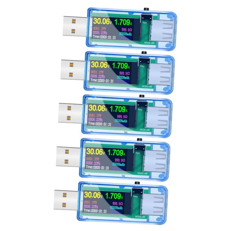 5 قطع جهاز قياس واط USB بشاشة LCD لقياس الجهد والتيار لشواحن وأجهزة بنك الطاقة والأجهزة - Image 2