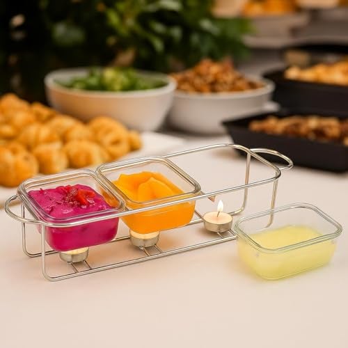 Incrizma Glass Chafing Dish Buffet Set 3 in 1-3x650 ml Chafing Dishes for Buffet - Warming Trays for Food - Chafers and Buffet Warmers Setsfor Birthday, Wedding Party | Food Warmer Kit - Image 2
