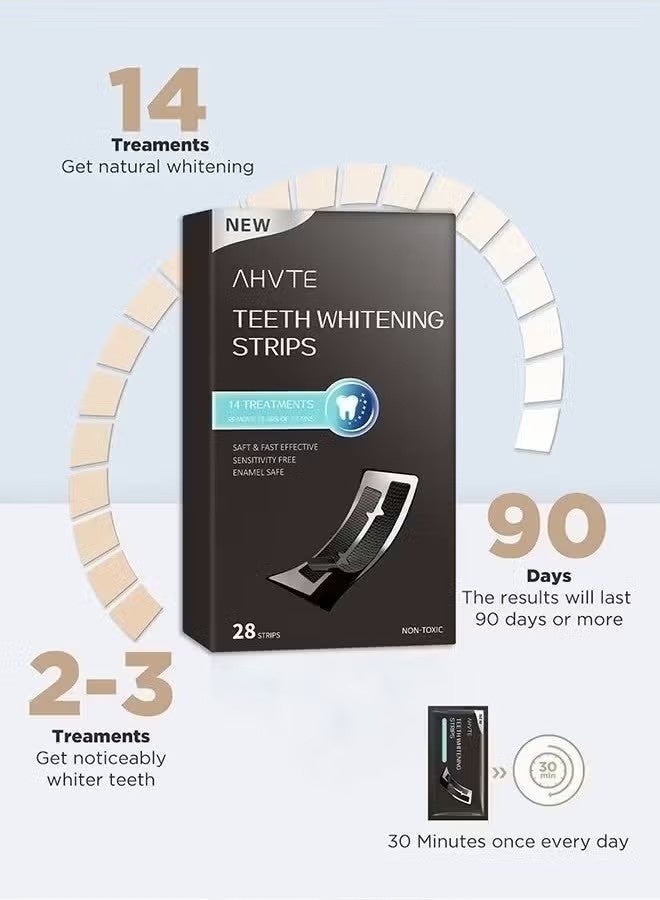 AHVTE 28 Pcs 5D Teeth Whitening Kit, Teeth Whitening Strips for Sensitive, Professional Effects, 28 Strips Whitener Safe Whitestrip, Deep Stains Removal Tooth Whitening - Image 5