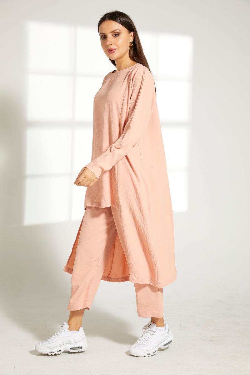 Moistreet Asymmetric Boat Neck Top & Pants Set - Image 4
