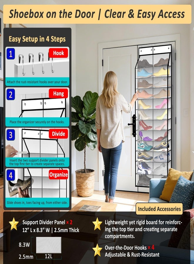 Kotkn 24-Pair Over Door Shoe Organizer for Family & Kids, Double Sided | Hanging Storage for Sneakers, Boots, Toys & Room Organization-Pearl White - Image 5