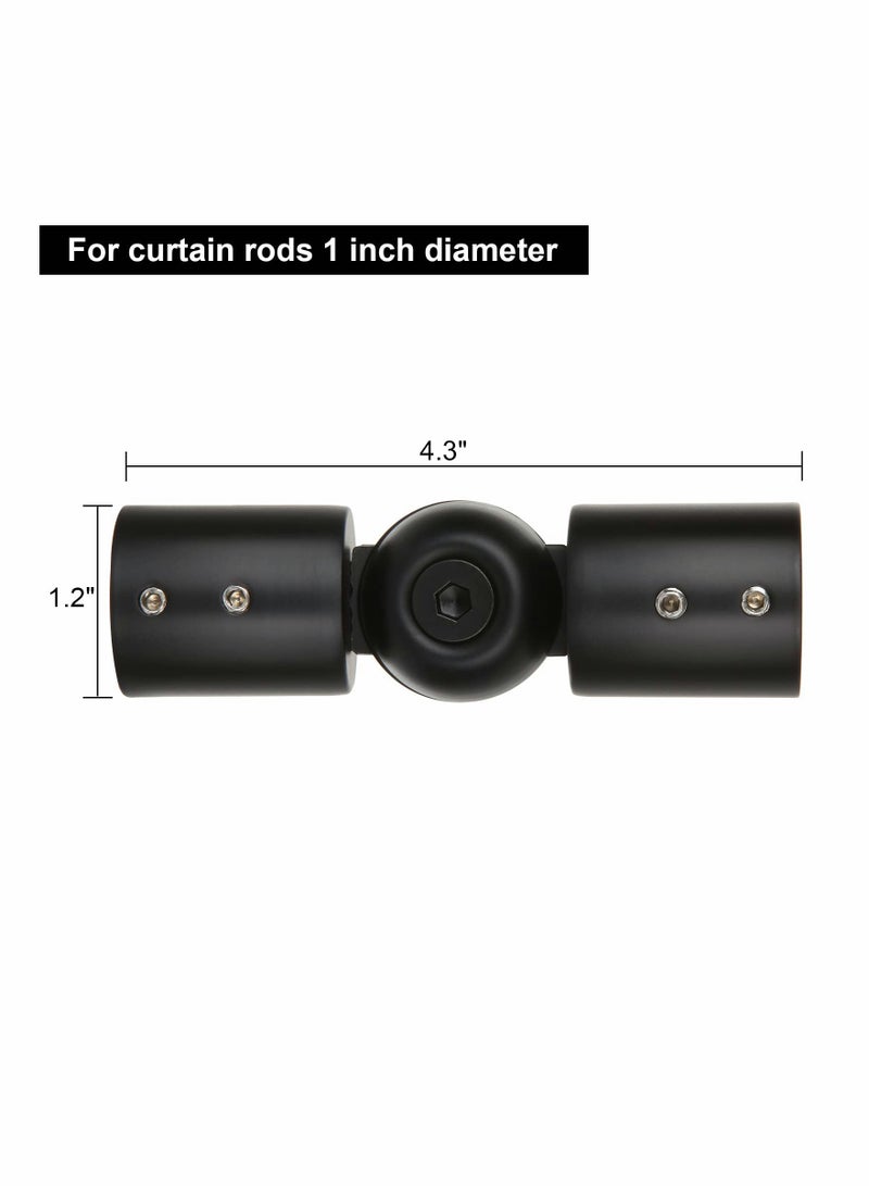 Cobest Heavy Duty Hinged Elbow Connector, 2 Pack Curtain Rod Corner Connector Elbow Connector for 1 Inch Bay Window Curtain Rods, Black - Image 2