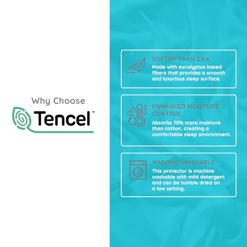 PUREgrace Tencel Mattress Protector (Queen) – Waterproof, Noiseless Cover, Soft and Breathable with Deep-Pocketed Corners for Secure Fit - Image 3