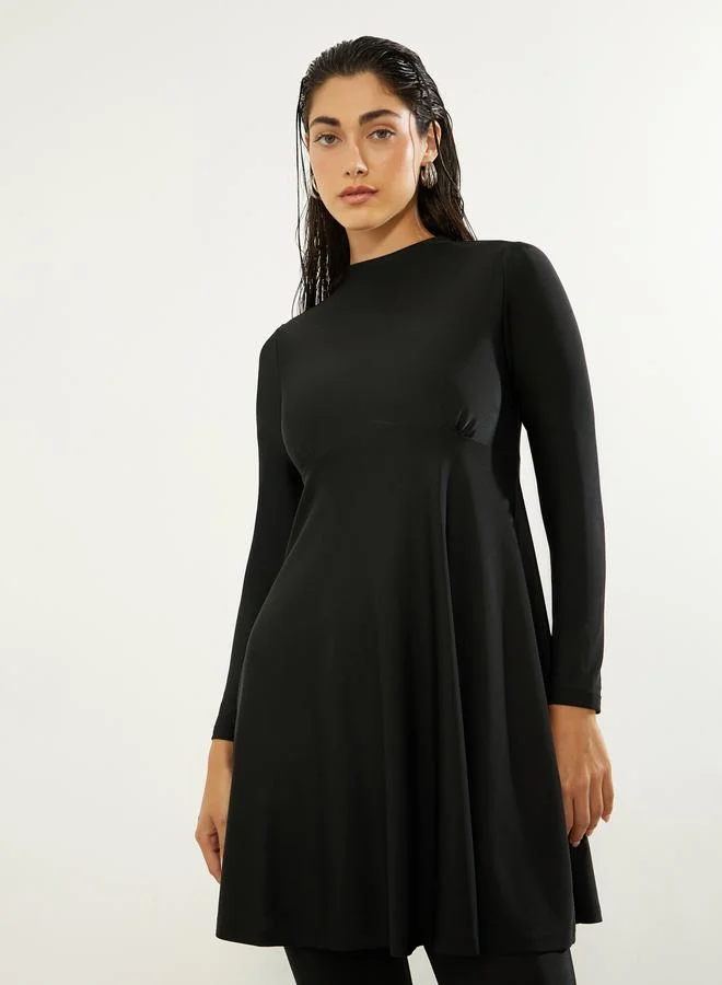 ستايلي طقم بوركيني 2 قطعة من ليقنز وبلوزة تونيك بياقة عالية وأكمام طويلة