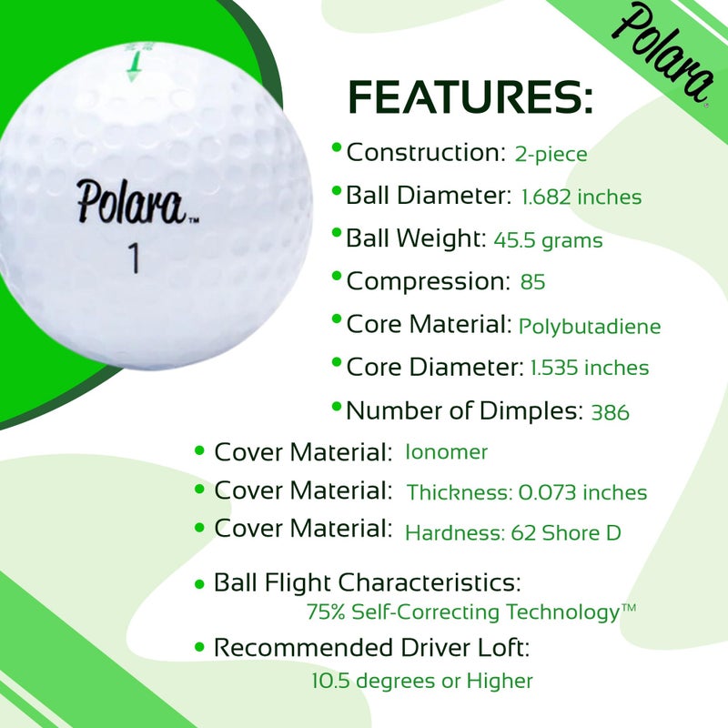 Polara Golf Self-Correcting Golf Balls – Soft Feel, Anti-Slice & Hook Correction, Exceeds USGA Limits, Dimple Pattern, High-Performance Balls for Men & Women Size: 1 box of 12 Style: Ultimate Straight White - Image 5
