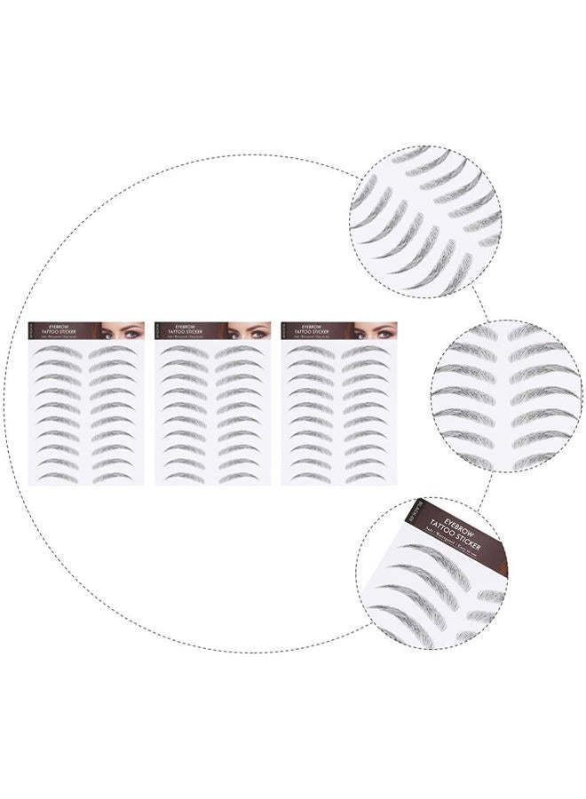 Lurrose Eyebrow Sticker Waterproof, 6D Temporary Brow False Eyebrow Stick On Eyebrow Transfer for Women, 3sheets (type1) - Image 5