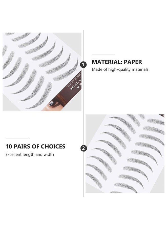 Lurrose Eyebrow Sticker Waterproof, 6D Temporary Brow False Eyebrow Stick On Eyebrow Transfer for Women, 3sheets (type1) - Image 3