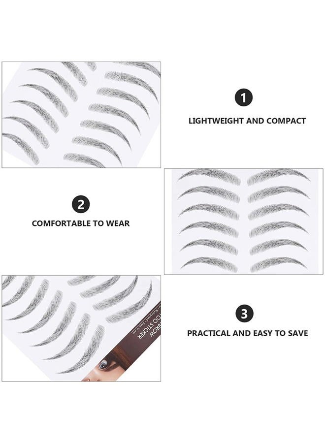 Lurrose Eyebrow Sticker Waterproof, 6D Temporary Brow False Eyebrow Stick On Eyebrow Transfer for Women, 3sheets (type1) - Image 4