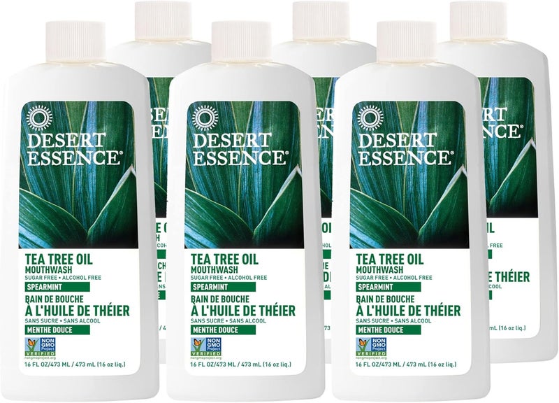 Desert Essence Natural Tea Tree Oil Mouthwash - 6 Pack of 16 fl oz Bottles - Image 1